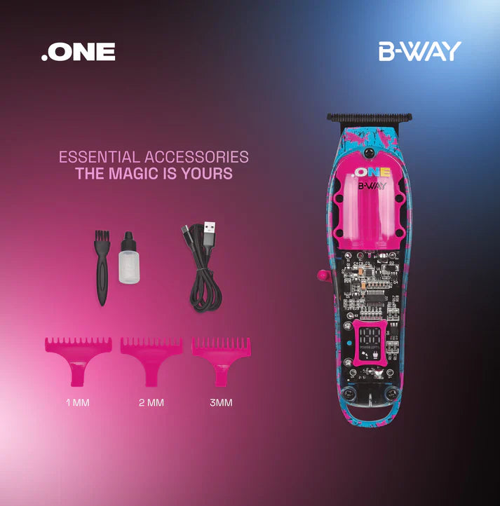 B-Way One Trimmer with sleek design and adjustable blades, ideal for precise grooming and trimming tasks.