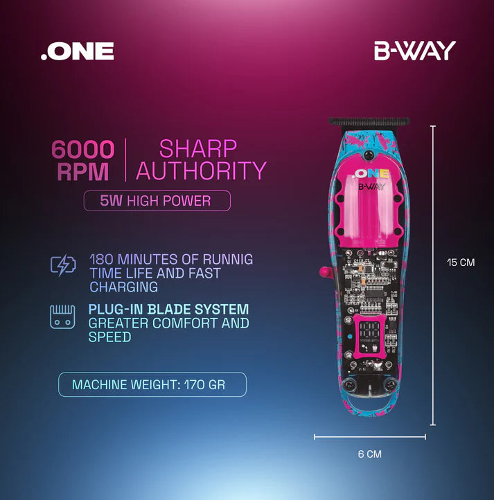 B-Way One Trimmer with sleek design and adjustable blades, ideal for precise grooming and trimming tasks.