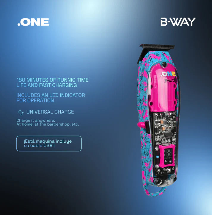 B-Way One Trimmer with sleek design, featuring adjustable blade and ergonomic grip for precise grooming.