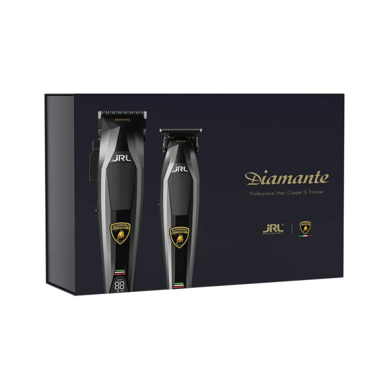 JRL Diamante clipper and trimmer kit in black, showcasing sleek design and precision cutting blades.