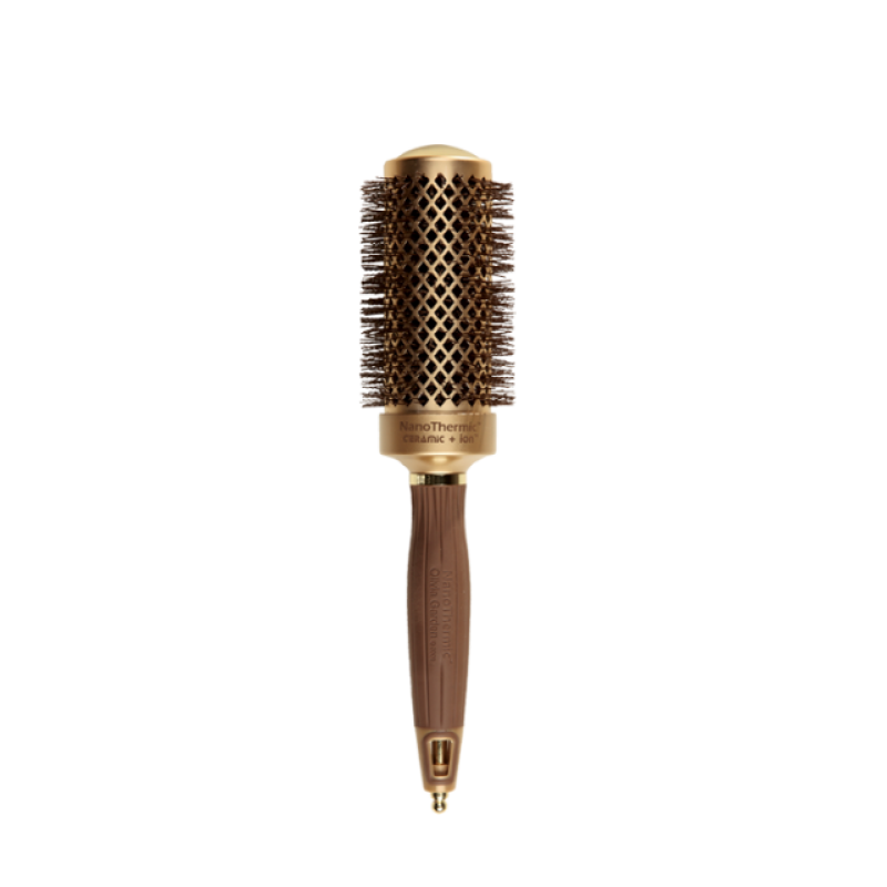 Olivia Garden Nanothermic Ceramic + Ion Brush showing six different styling brushes for smooth, shiny hair.