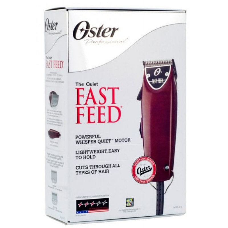 Oster Fast Feed adjustable clipper #076023-510 with ergonomic design and adjustable blades for professional grooming.