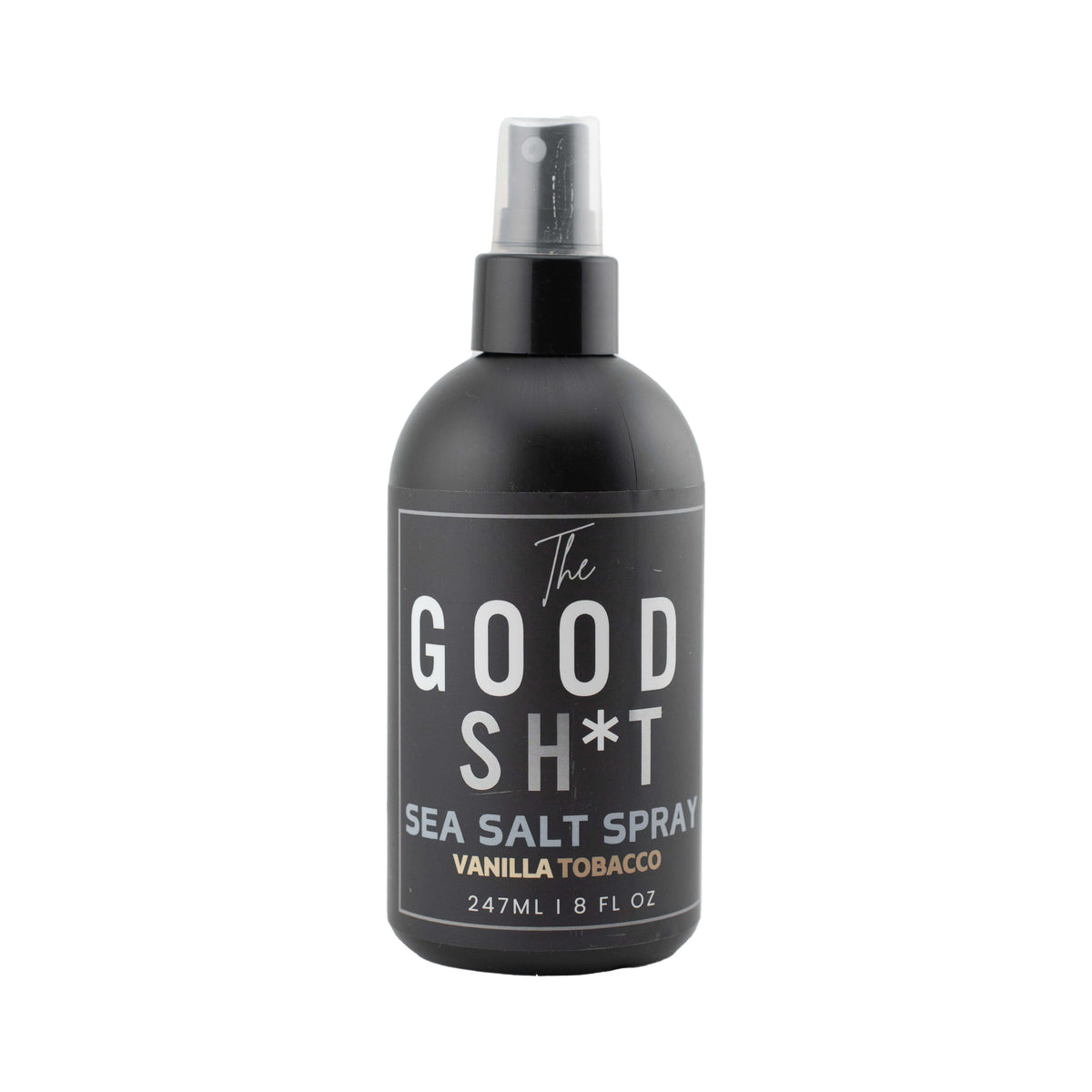 The Good Sh*t Sea Salt Spray for men, 8oz, in a spray bottle, ideal for adding texture and volume to styled hair.