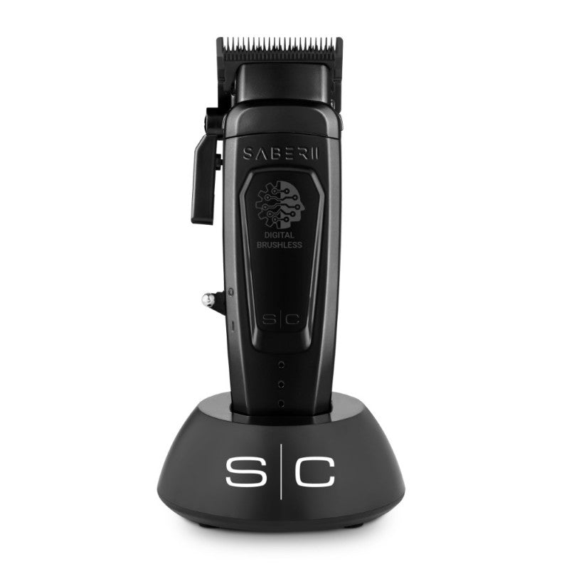 Black StyleCraft Saber 2.0 clipper with sleek design, professional hair cutting tool for precise grooming and styling.