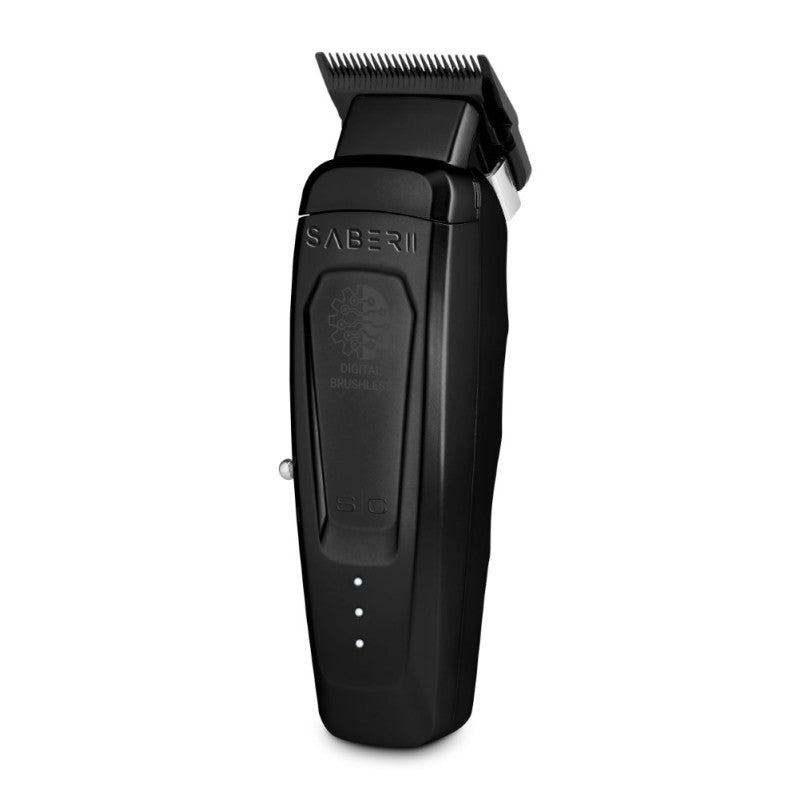 Black StyleCraft Saber 2.0 clipper with ergonomic design and professional blades for precise grooming.