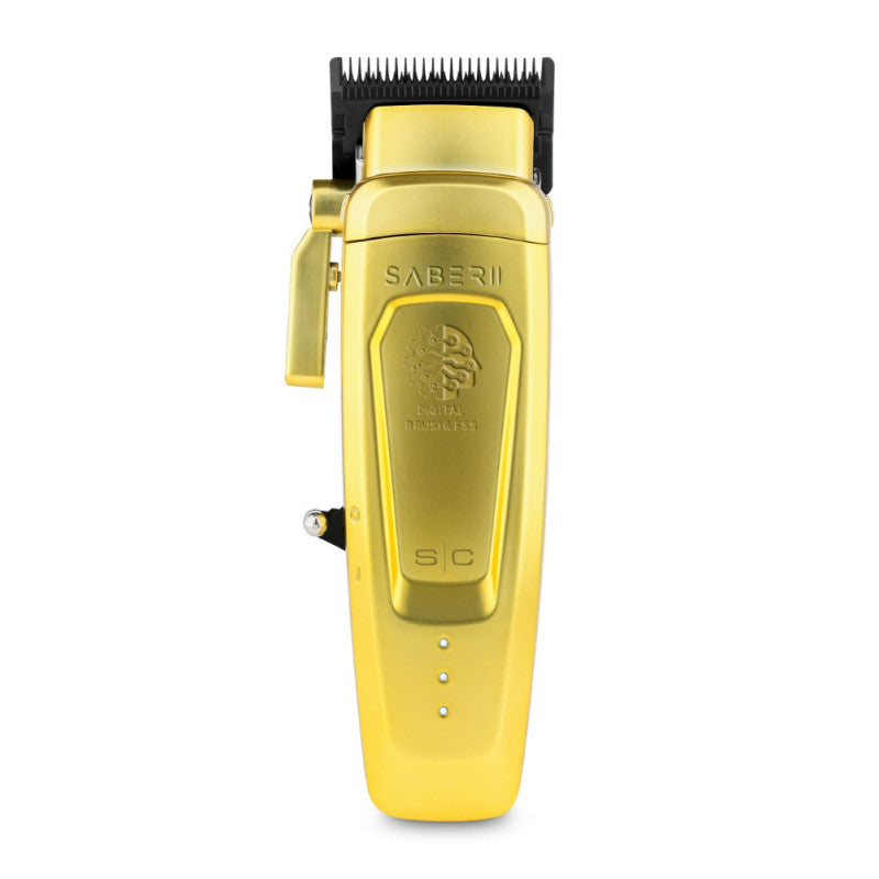 Gold StyleCraft Saber 2.0 Clipper with ergonomic design and professional blades for precise grooming and hair cutting.