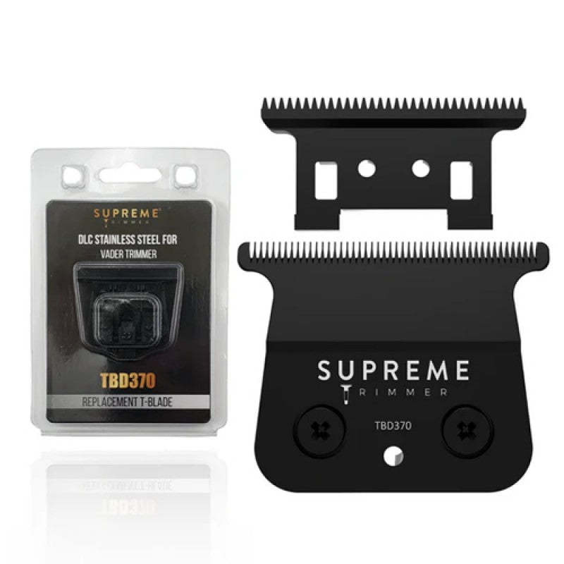 Supreme Trimmer Graphite DLC Trimmer Blade for Vader Trimmer, durable metal blade with black finish, designed for precise grooming.