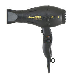Black Turbo Power Twin Turbo 3900 Advanced Hair Dryer with ergonomic handle and multiple airflow settings.