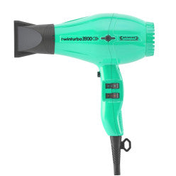 Turbo Power Twin Turbo 3900 Advanced Hair Dryer in black, featuring sleek design and professional-grade drying technology.