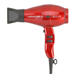 Black Turbo Power Twin Turbo 3900 Advanced Hair Dryer with ergonomic handle and multiple control settings.